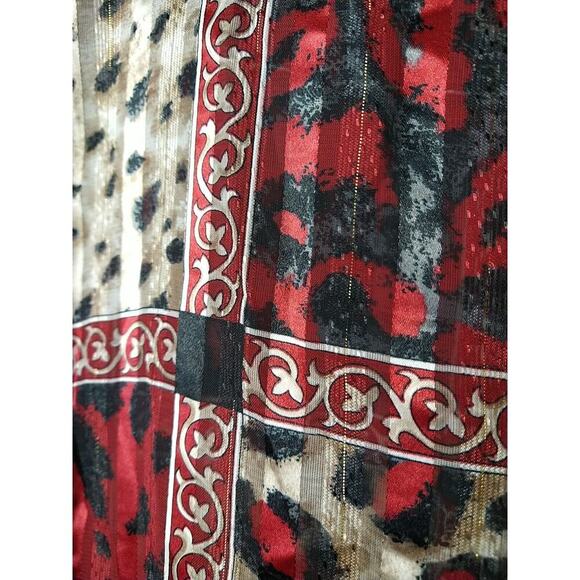 Alfred Dunner Woman 14 Blouse Red Colorblock Animal Print Semi Sheer Button... - Picture 5 of 10